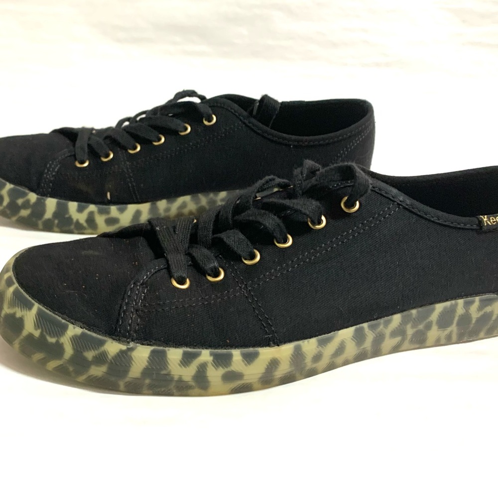 Keds Black and Tan Sneakers with Canvas Upper and Distinctive Sole